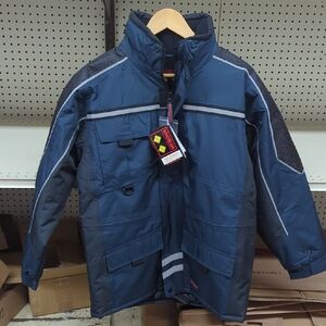 Men's Navy Work Parka Jacket - Heavy-Duty Insulated Coat
